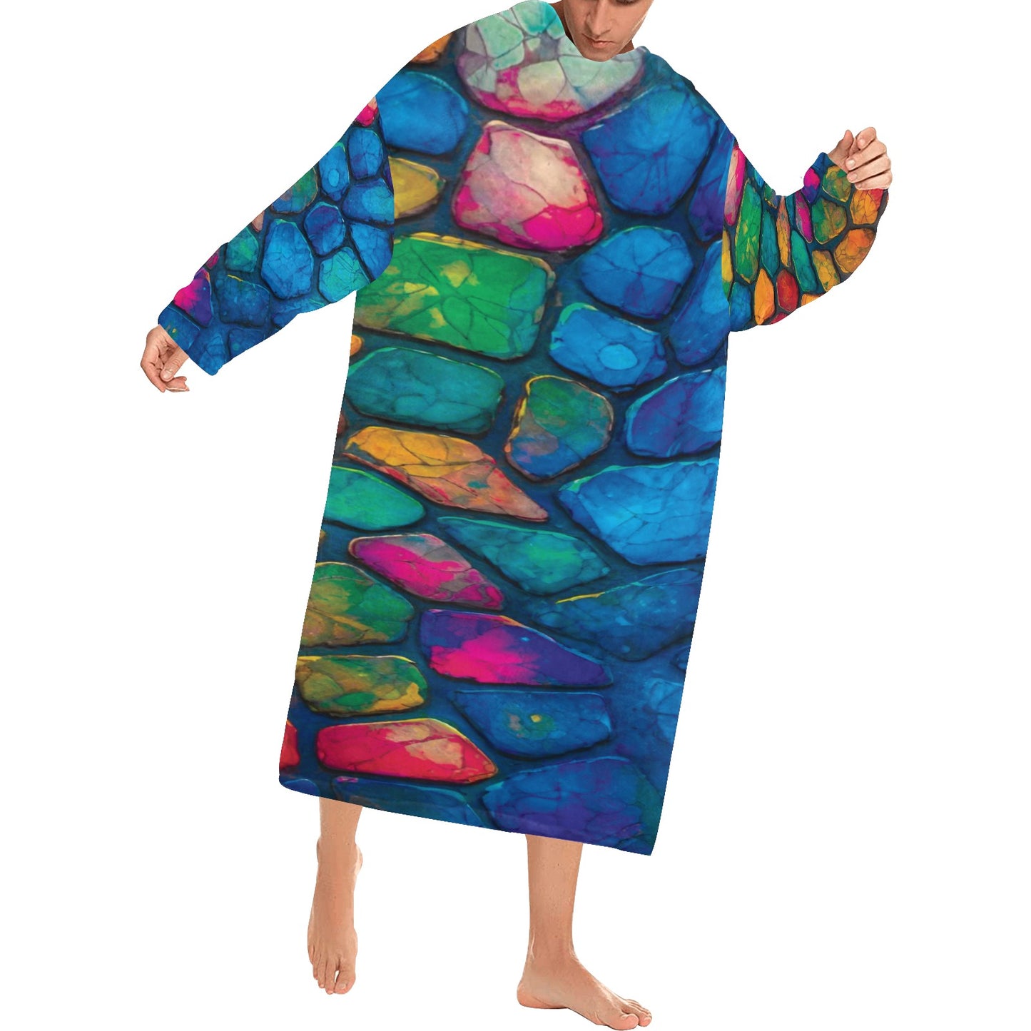 Blanket Robe with Sleeves for Adults