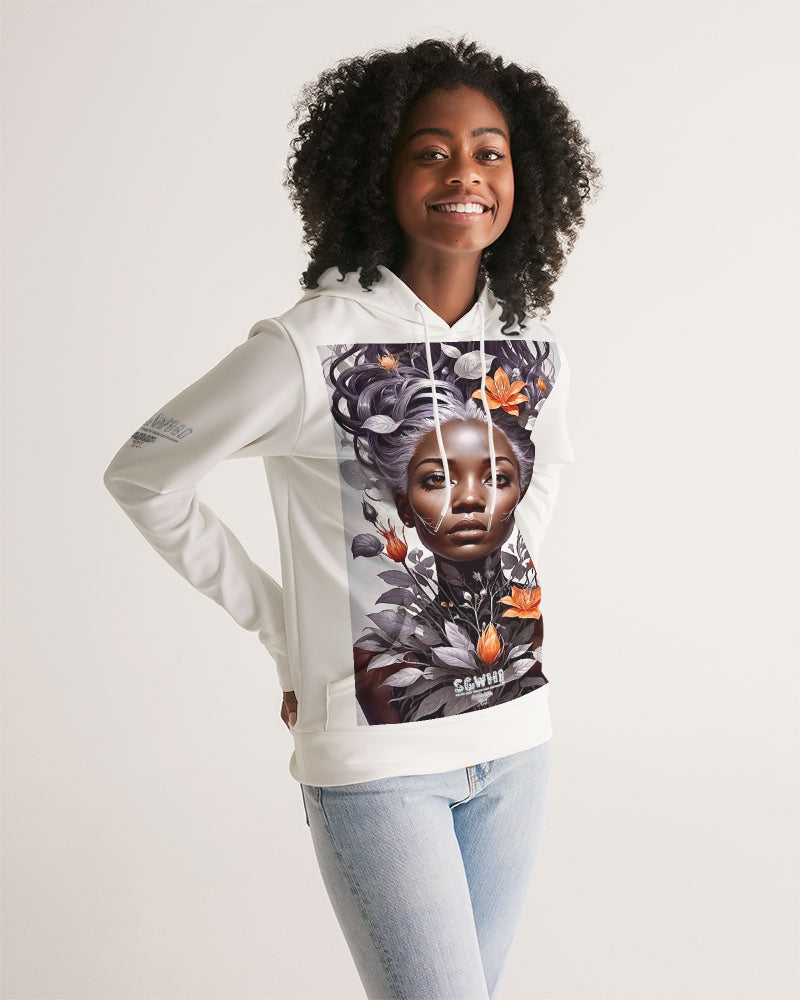 Beautiful black silver grey hair blossom Women's All-Over Print Hoodie