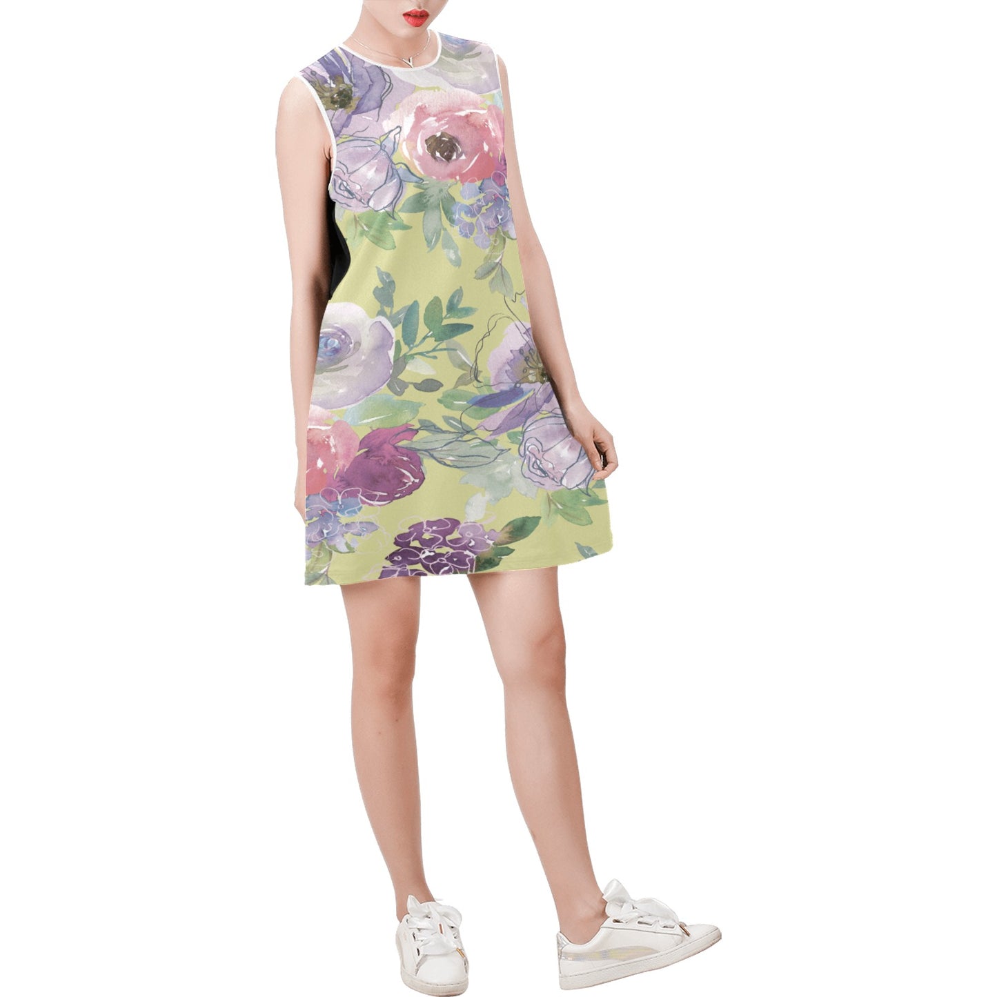 Sleeveless Round Neck Shift Dress (Model D51)