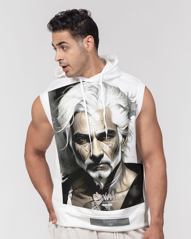 Handsome Silver grey Indian ink Portrait Men's All-Over Print Heavyweight Sleeveless Hoodie