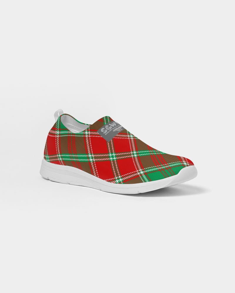 Red & Green cross pattern Men's Slip-On Flyknit Shoe