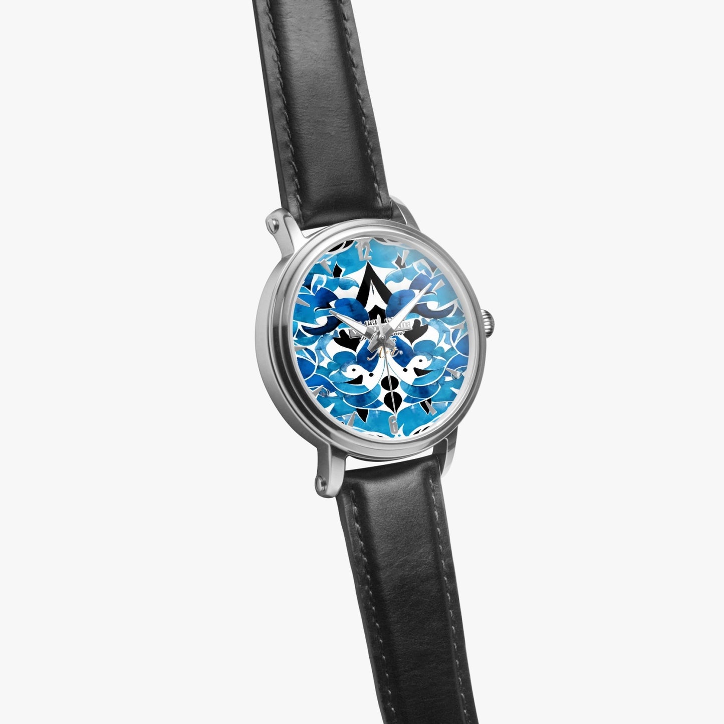 Silver grey white hair inspiration abstract pattern 46mm Unisex Automatic Watch (Silver)