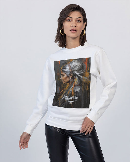 South Asian silver grey white hair sisters portrait [2] Unisex Premium Crewneck Sweatshirt | Lane Seven