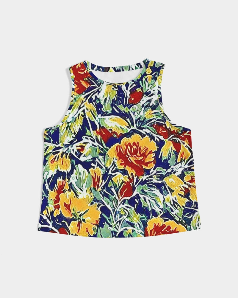 Painted flower design Women's All-Over Print Cropped Tank