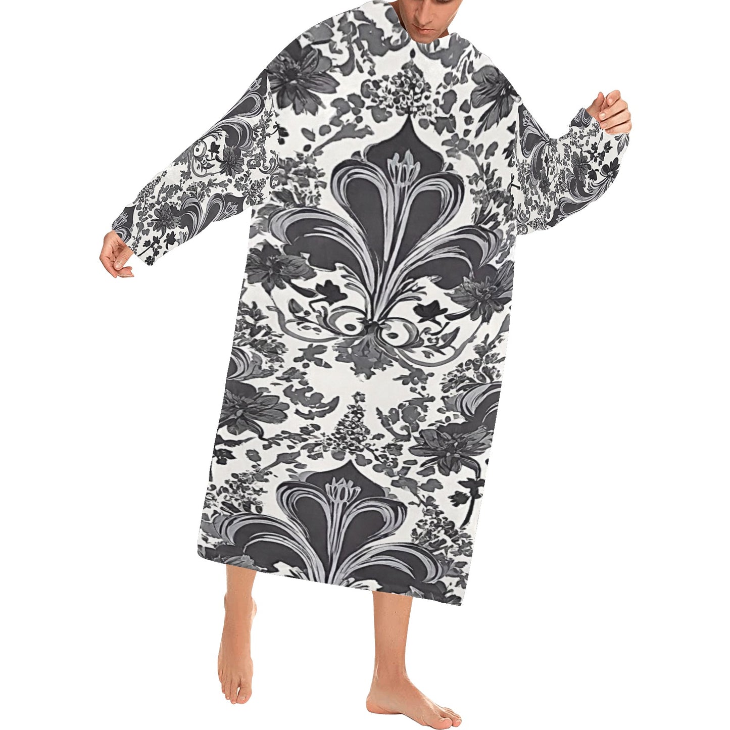 Blanket Robe with Sleeves for Adults