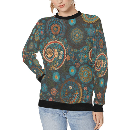 Women's Rib Cuff Crew Neck Sweatshirt (H34)