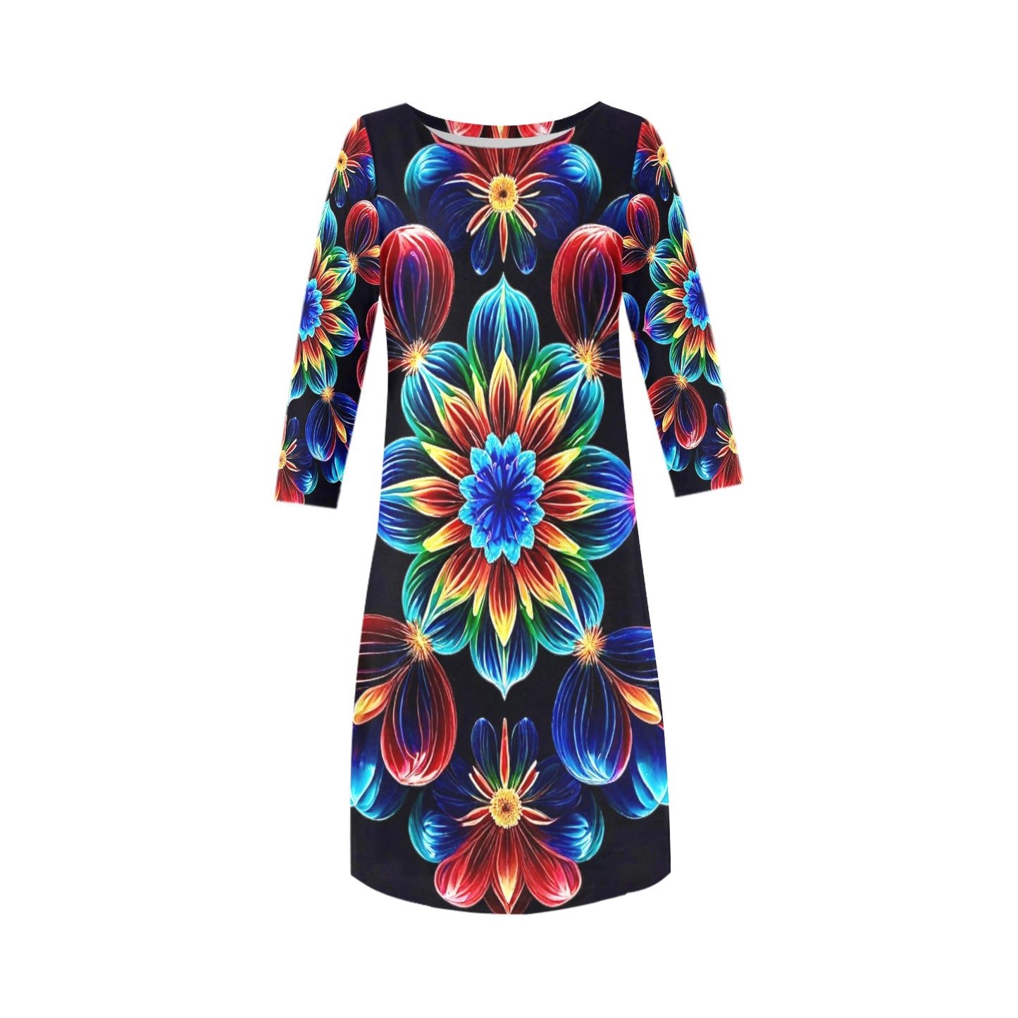 Women's Loose Round Neck Dress (Model D22)