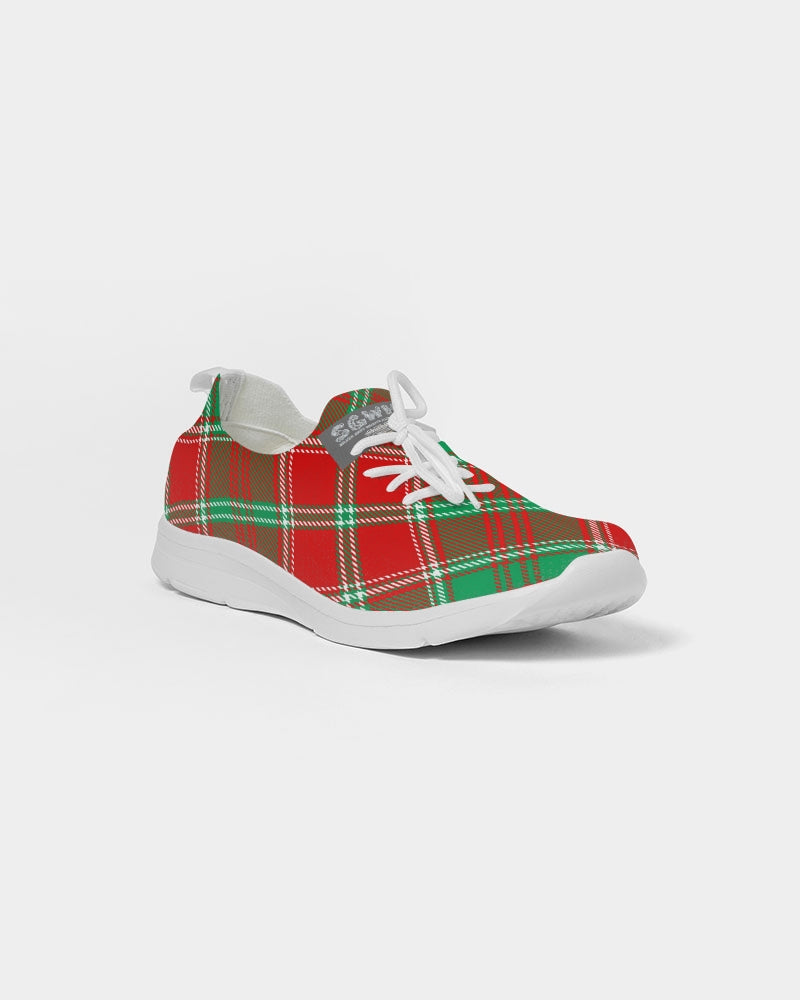 Red & Green cross pattern Men's Lace Up Flyknit Shoe