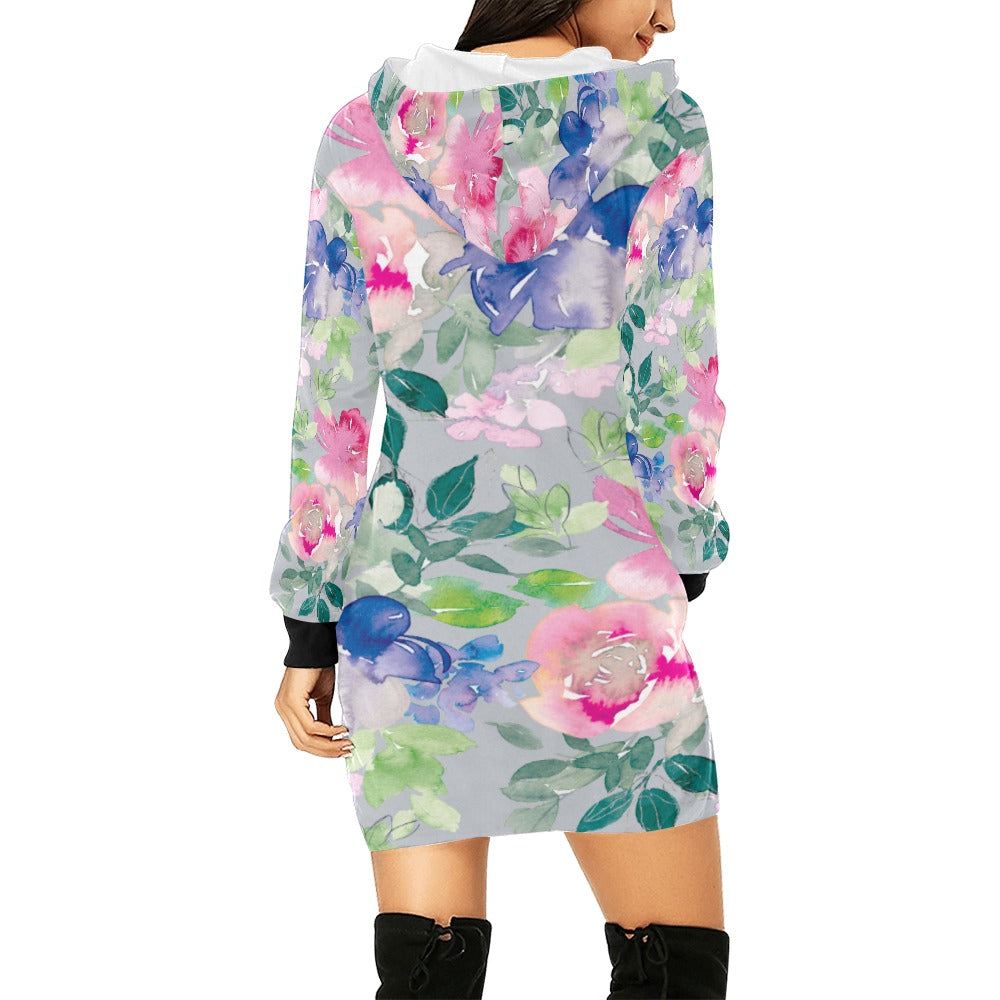 Women's All Over Print Hoodie Mini Dress (H27)