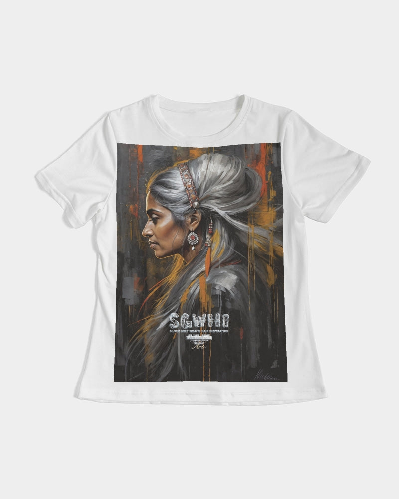 South Asian silver grey white hair sisters portrait [2] Women's All-Over Print Tee