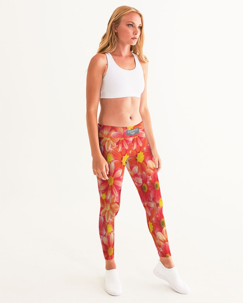 Beautiful blood orange flower design Women's All-Over Print Yoga Pants