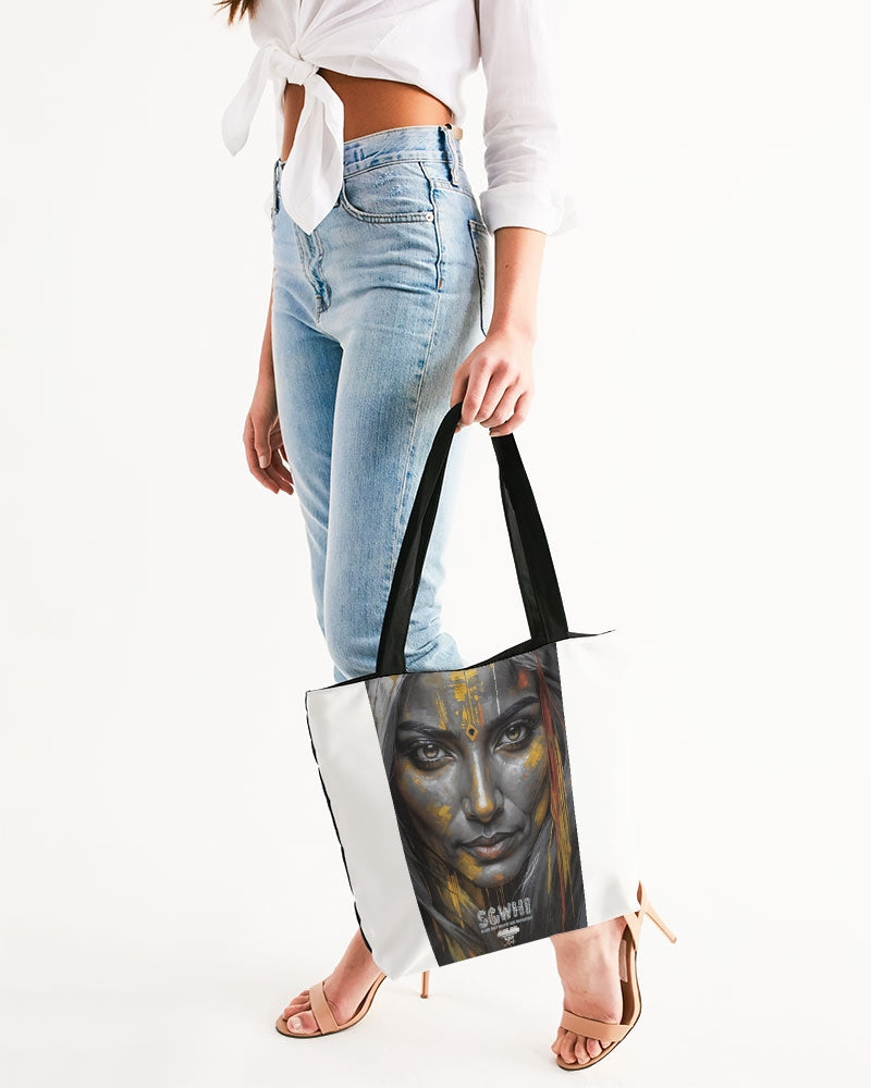 South Asian silver grey white hair sisters portrait [3] Canvas Zip Tote