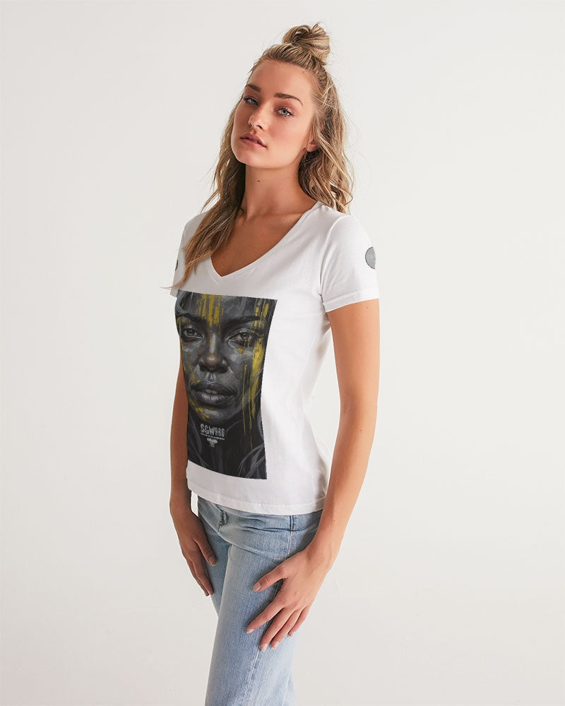 Black Sister Collection [Part 3 ] Women's All-Over Print V-Neck Tee