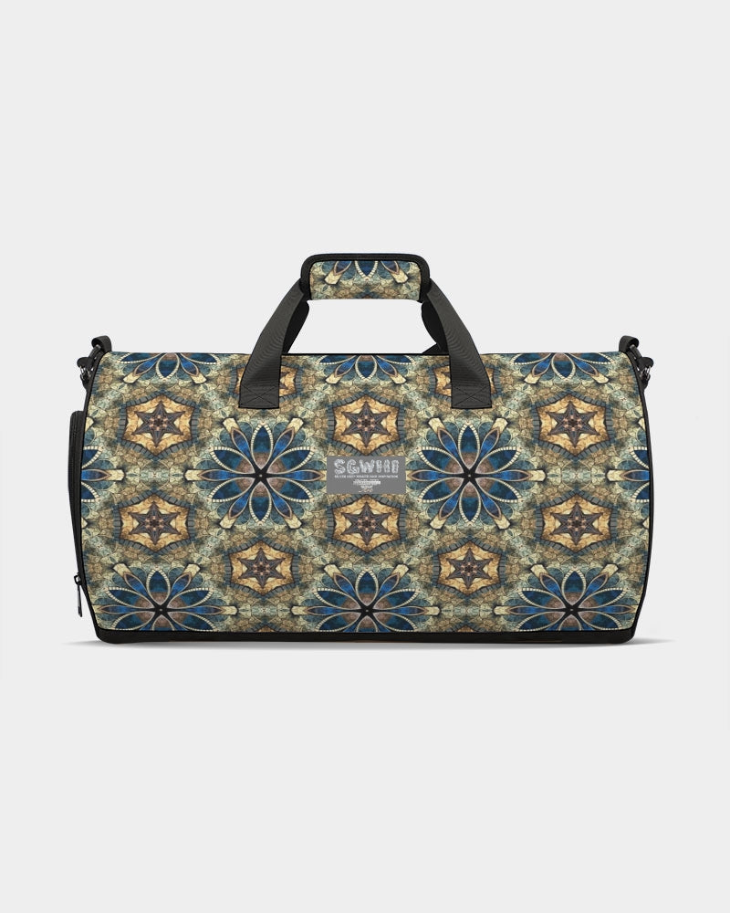 Green & Dark Blue almost star pattern. Sports Duffle Bag