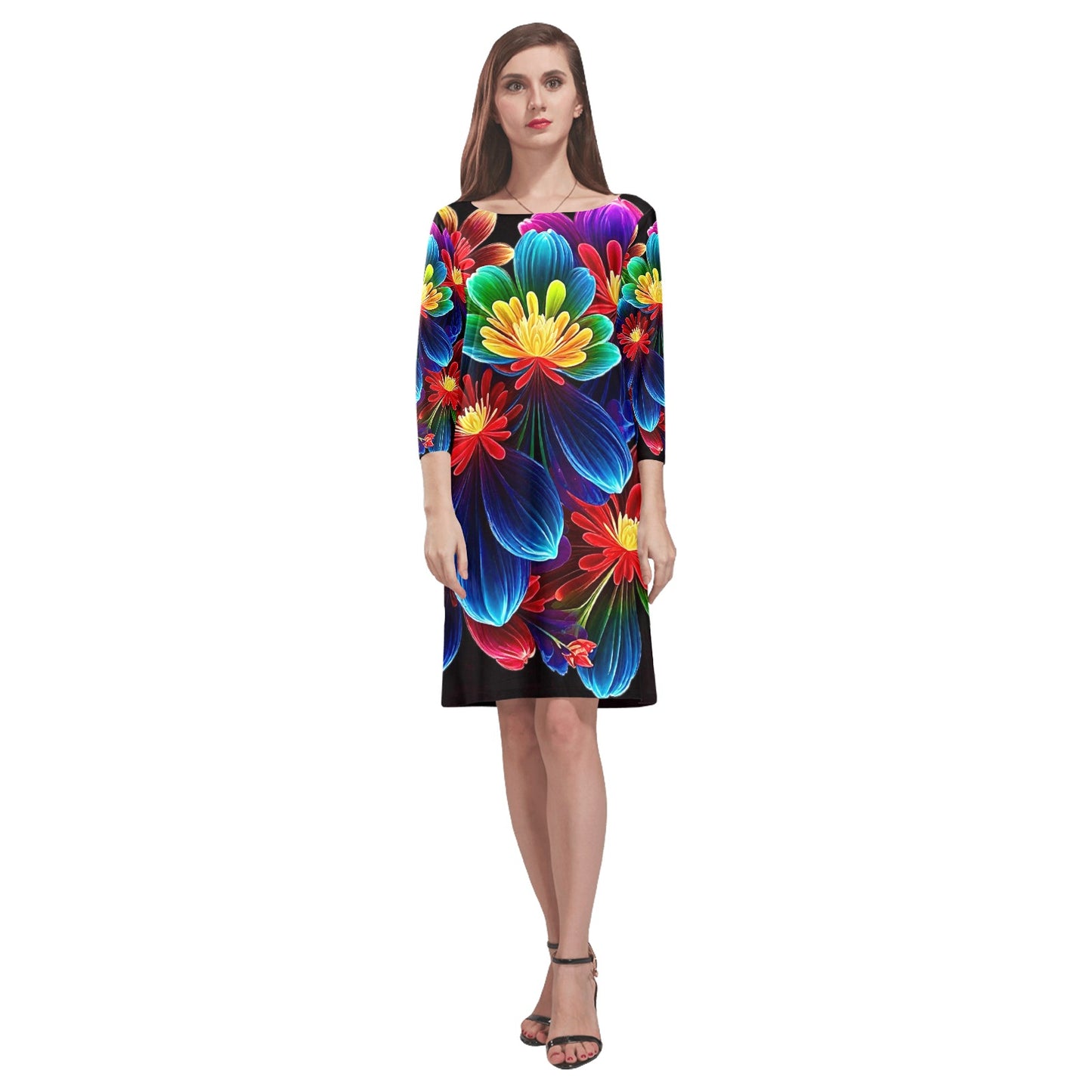 Women's Loose Round Neck Dress (Model D22)