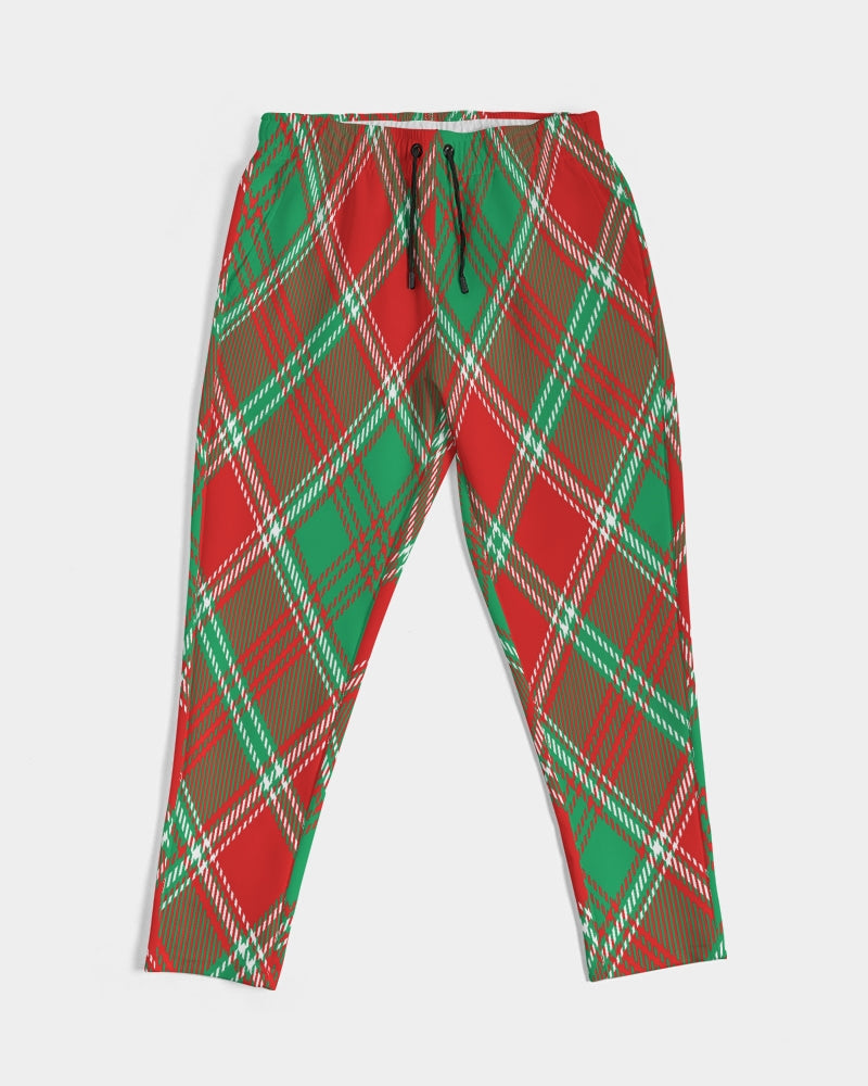 Red & Green cross pattern Men's All-Over Print Joggers