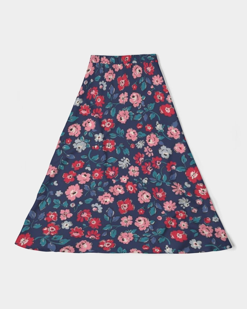 Midnight blue pretty glance.  Women's All-Over Print A-Line Midi Skirt