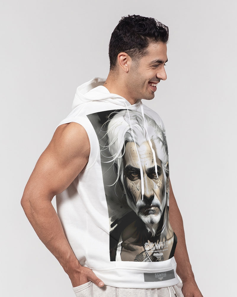 Handsome Silver grey Indian ink Portrait Men's All-Over Print Heavyweight Sleeveless Hoodie