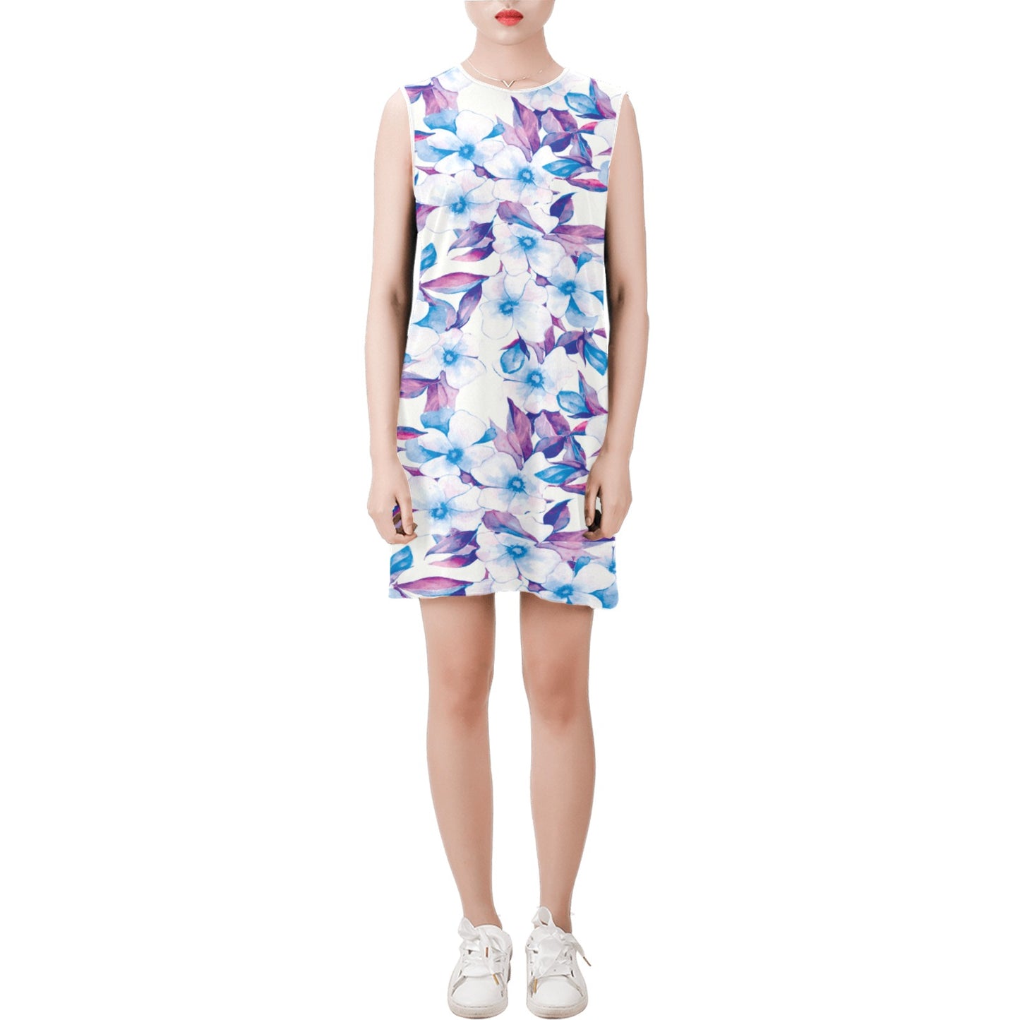 Sleeveless Round Neck Shift Dress (Model D51)