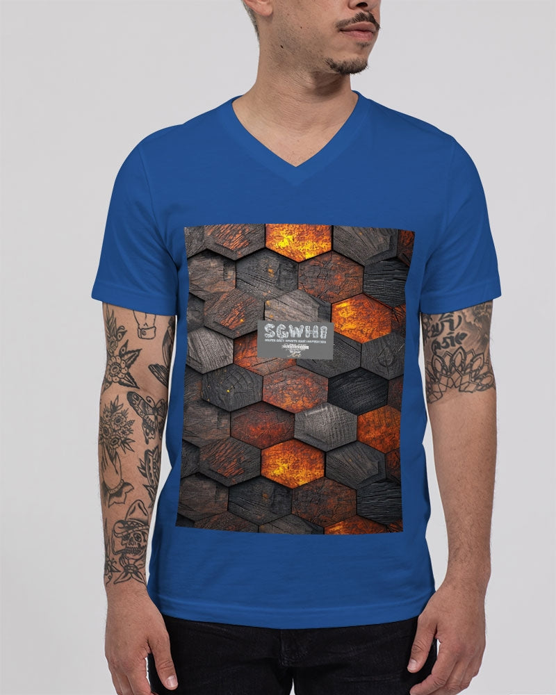 Cool stone hexagon patten 3D Unisex Jersey V-Neck Tee | Bella + Canvas