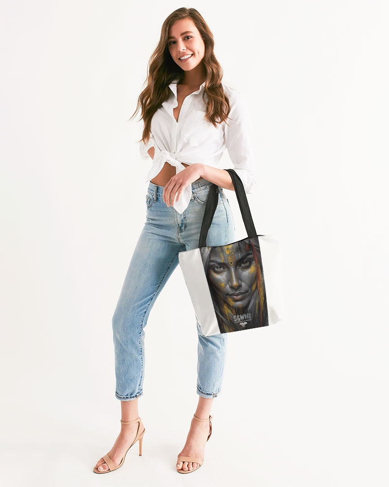 South Asian silver grey white hair sisters portrait [3] Canvas Zip Tote