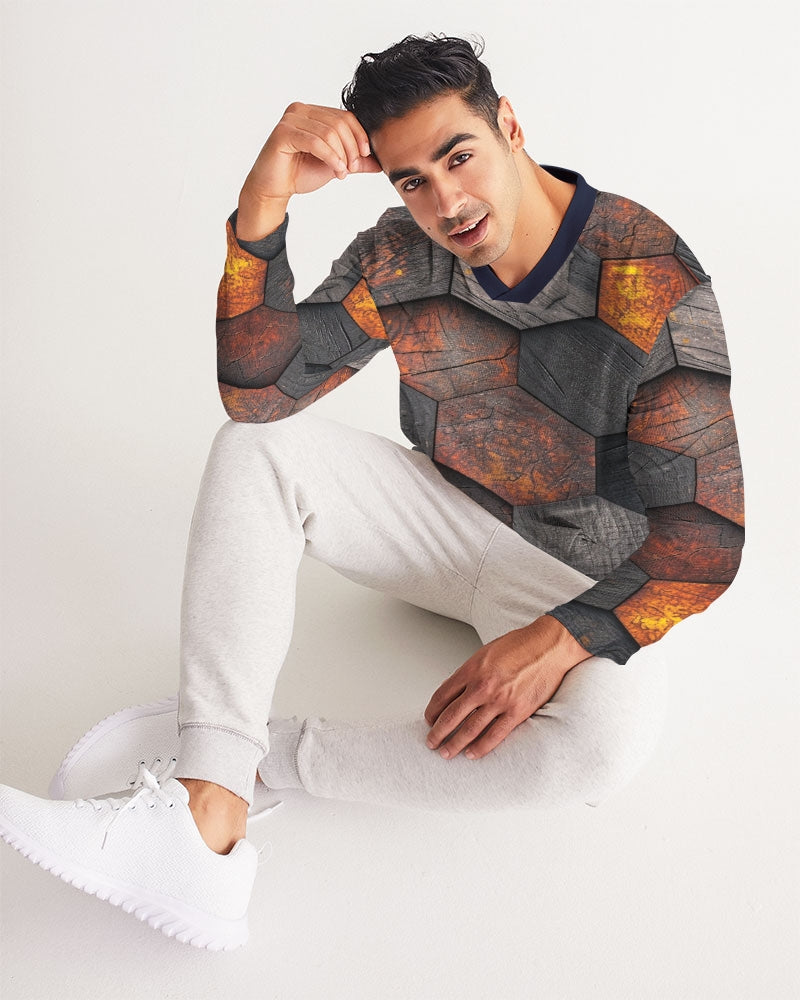 Cool stone hexagon patten 3D Men's All-Over Print Long Sleeve Sports Jersey