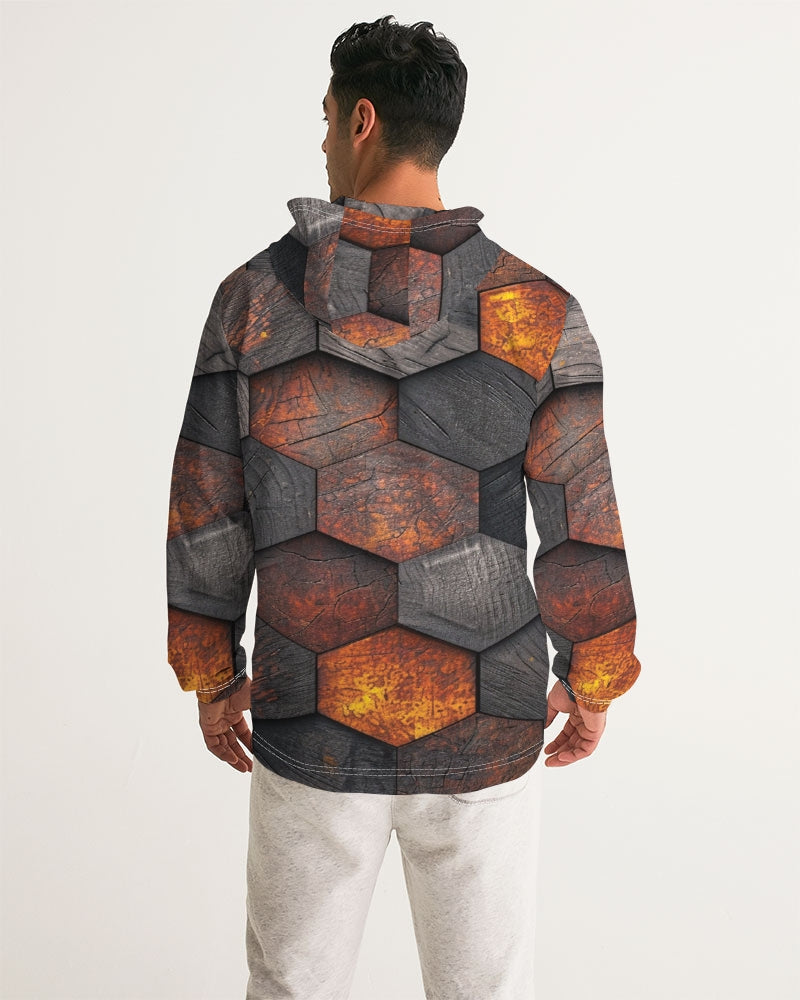 Cool stone hexagon patten 3D Men's All-Over Print Windbreaker