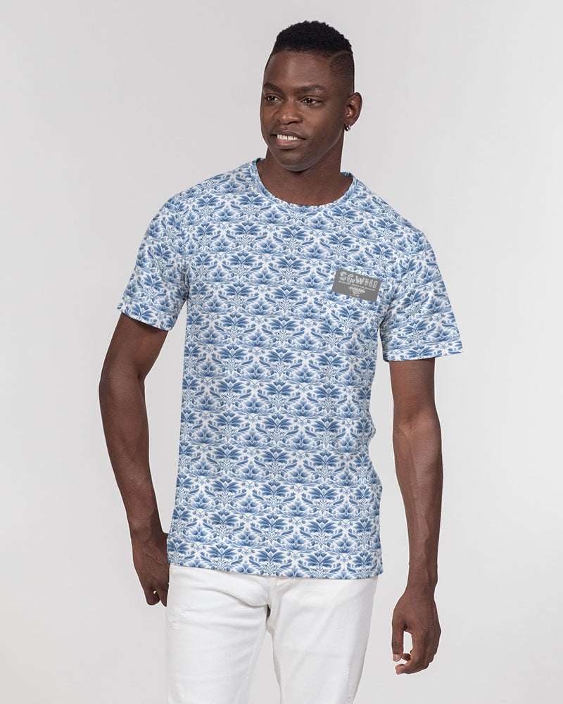 light blue Royal patten  Men's All-Over Print Pocket Tee