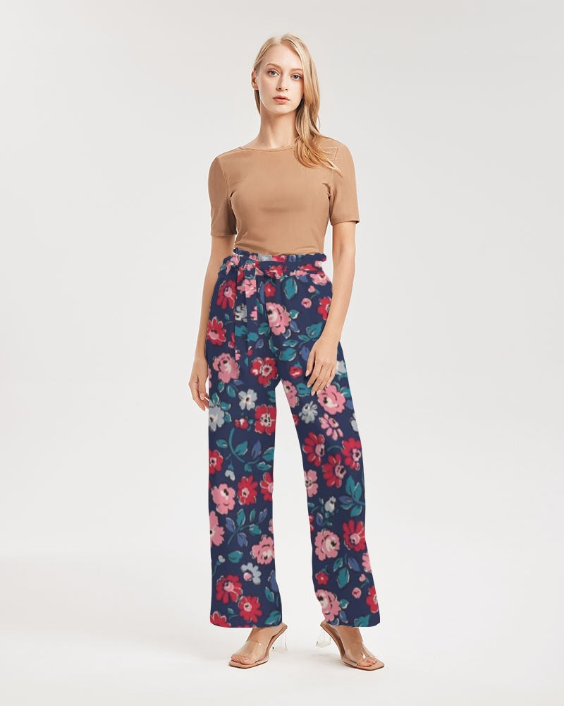 Midnight blue pretty glance.  Women's All-Over Print High-Rise Wide Leg Pants