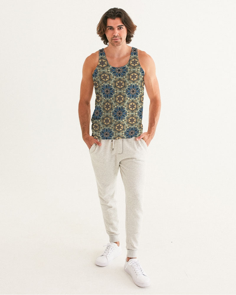 Green & Dark Blue almost star pattern. Men's All-Over Print Tank