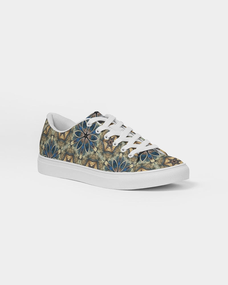 Green & Dark Blue almost star pattern. Men's Faux-Leather Sneaker