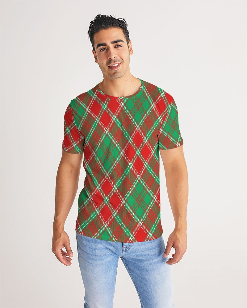 Red & Green cross pattern Men's All-Over Print Tee