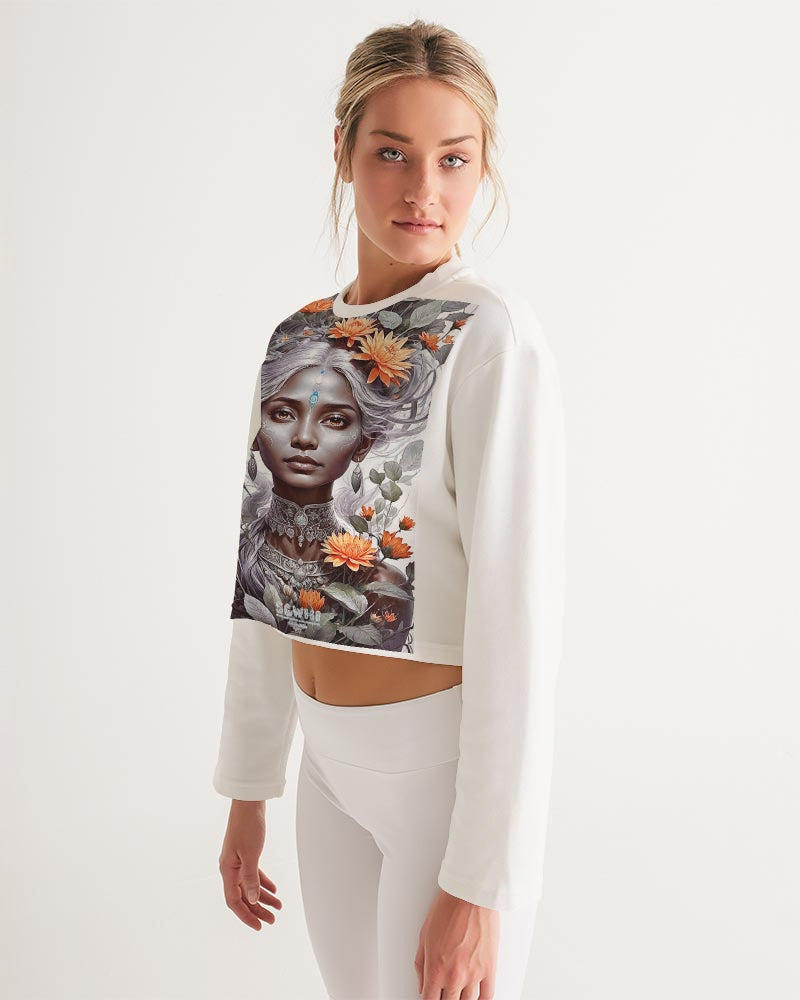 Blossom Indian Grey sister Women's All-Over Print Cropped Sweatshirt