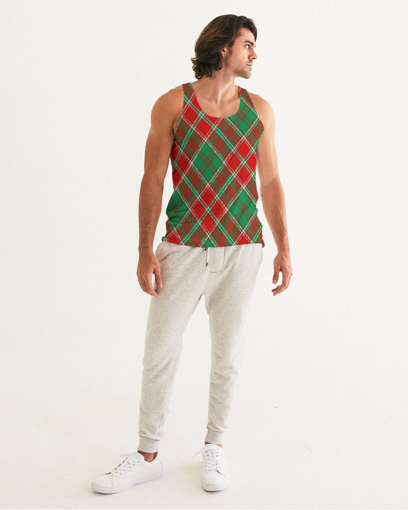 Red & Green cross pattern Men's All-Over Print Tank