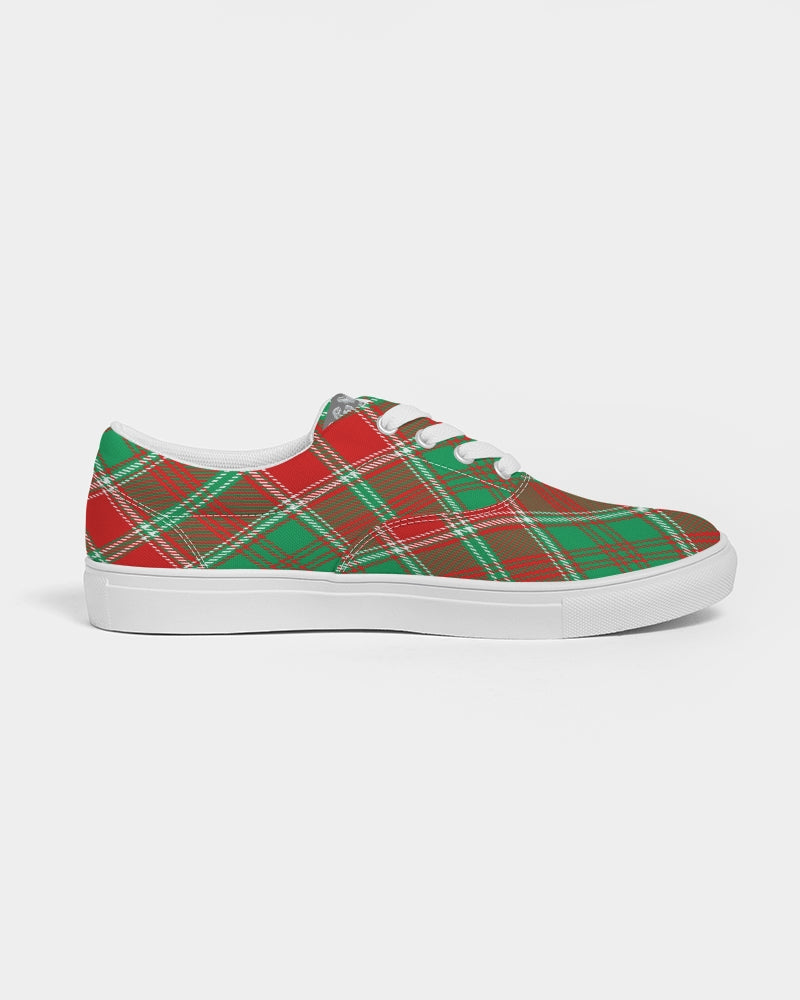 Red & Green cross pattern Men's Lace Up Canvas Shoe