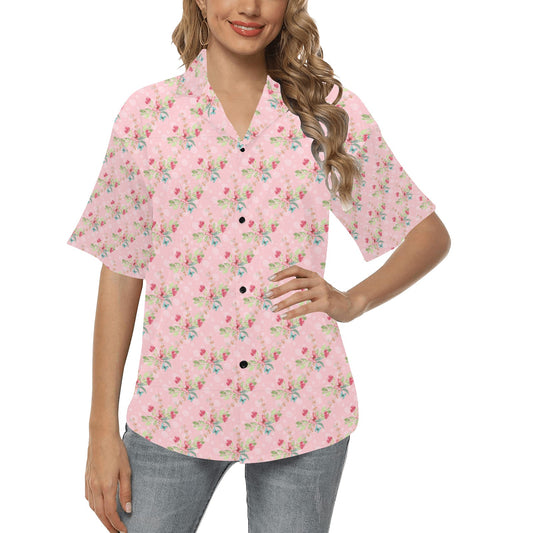 All Over Print Hawaiian pink butterfly Shirt for Women (T58)