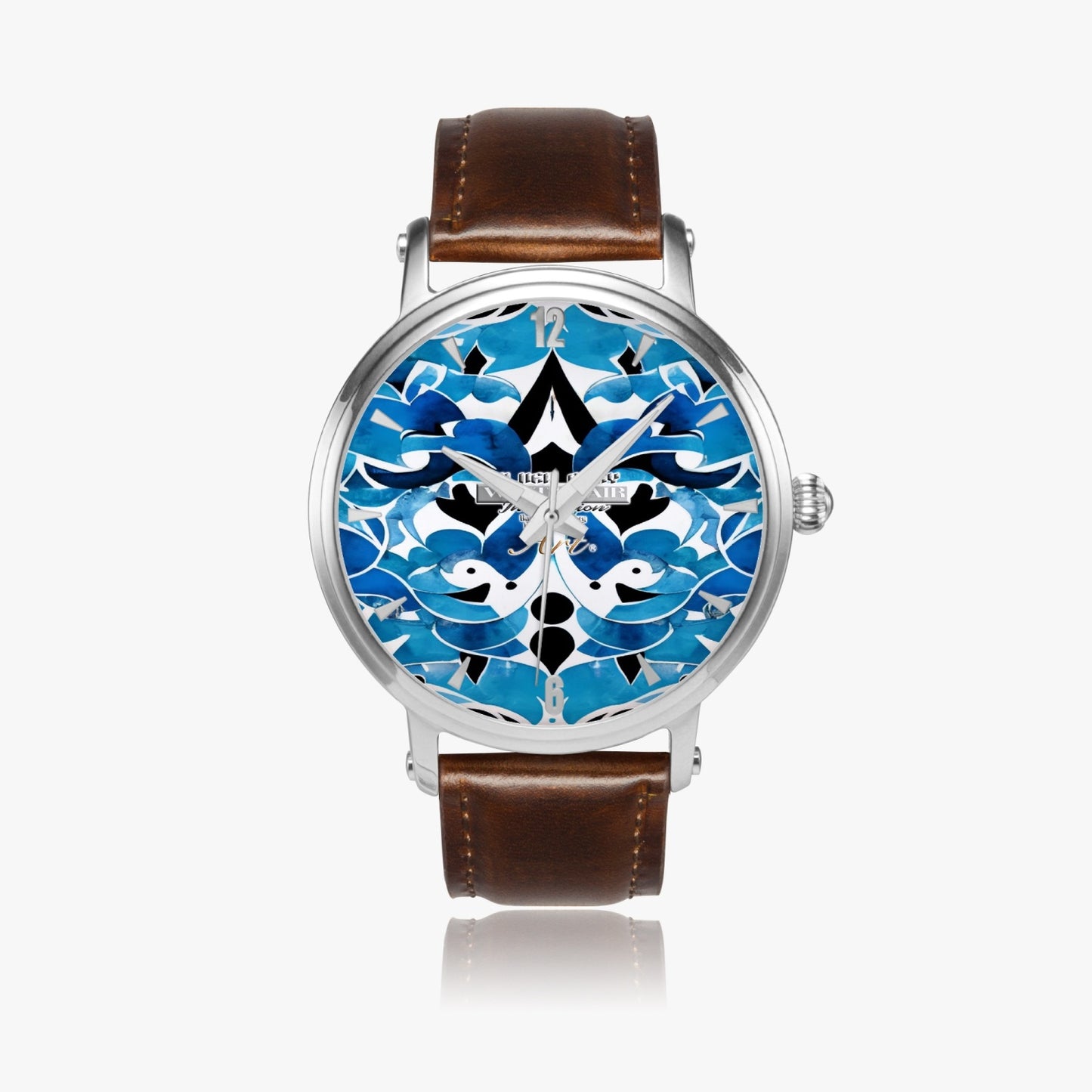 Silver grey white hair inspiration abstract pattern 46mm Unisex Automatic Watch (Silver)