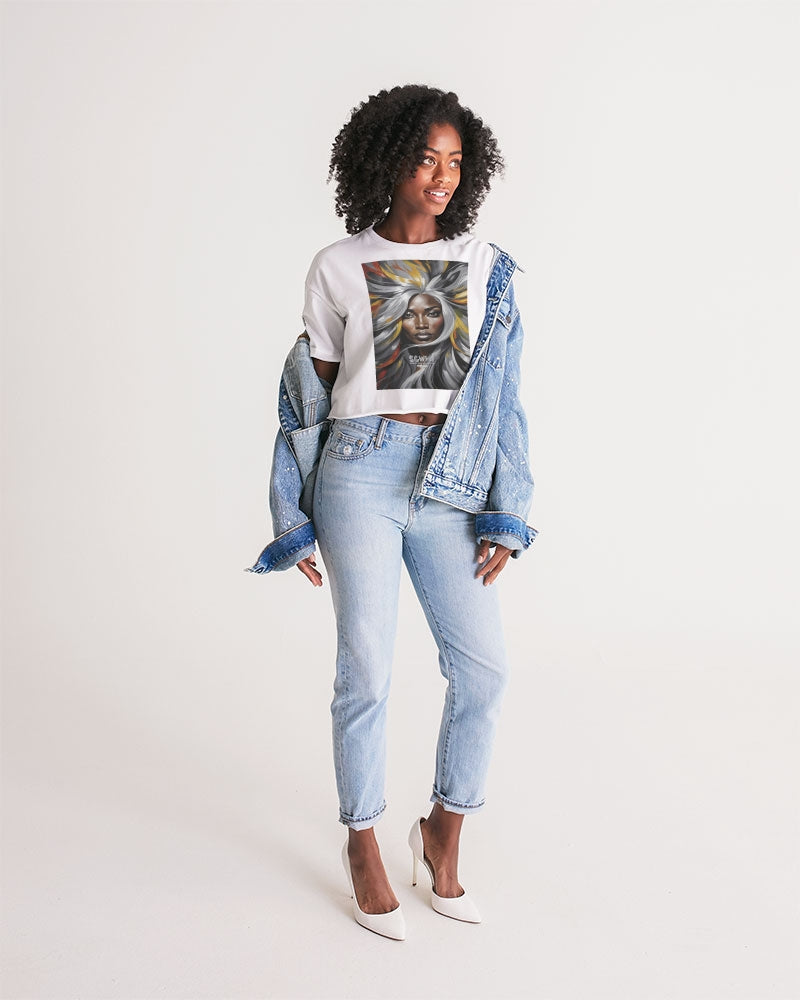 Black Sister Collection [Part 1 ] Women's All-Over Print Lounge Cropped Tee