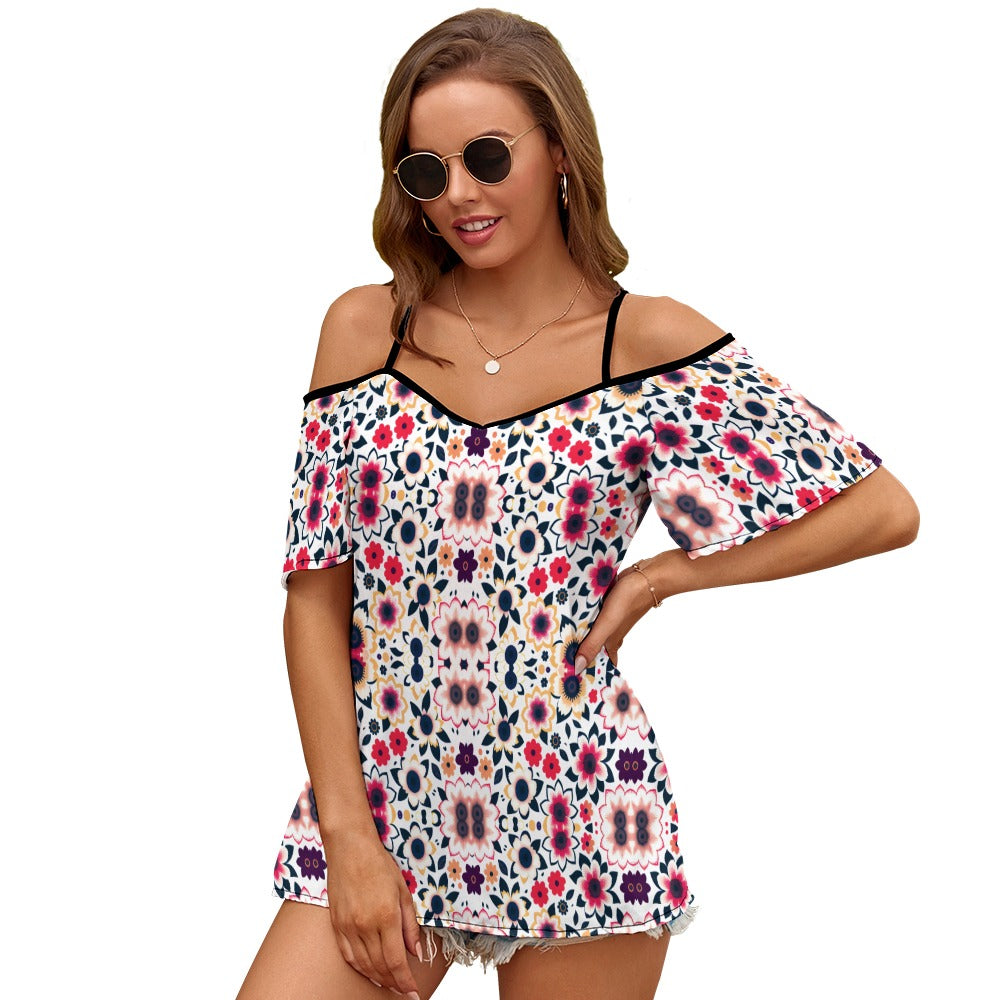 Casual Ladies Off Shoulder Sling Short Sleeve Top