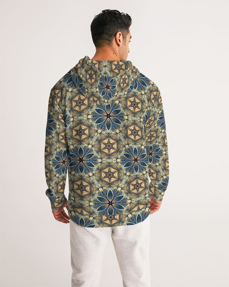 Green & Dark Blue almost star pattern. Men's All-Over Print Hoodie