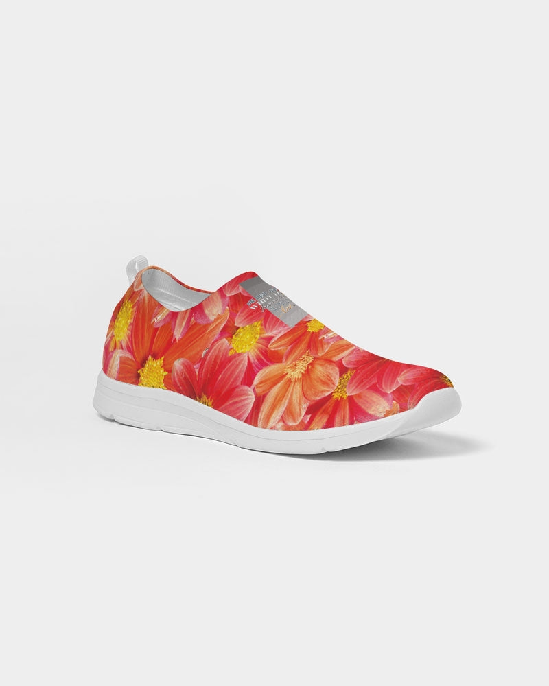 Beautiful blood orange flower design Women's Slip-On Flyknit Shoe