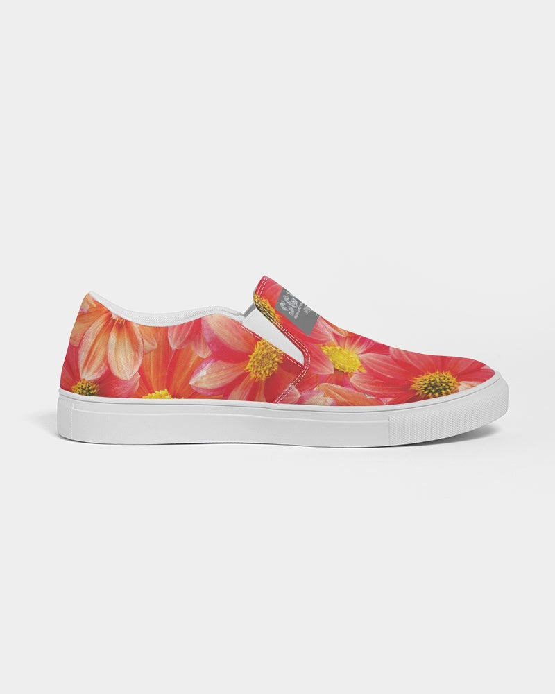 Beautiful blood orange flower design Women's Slip-On Canvas Shoe