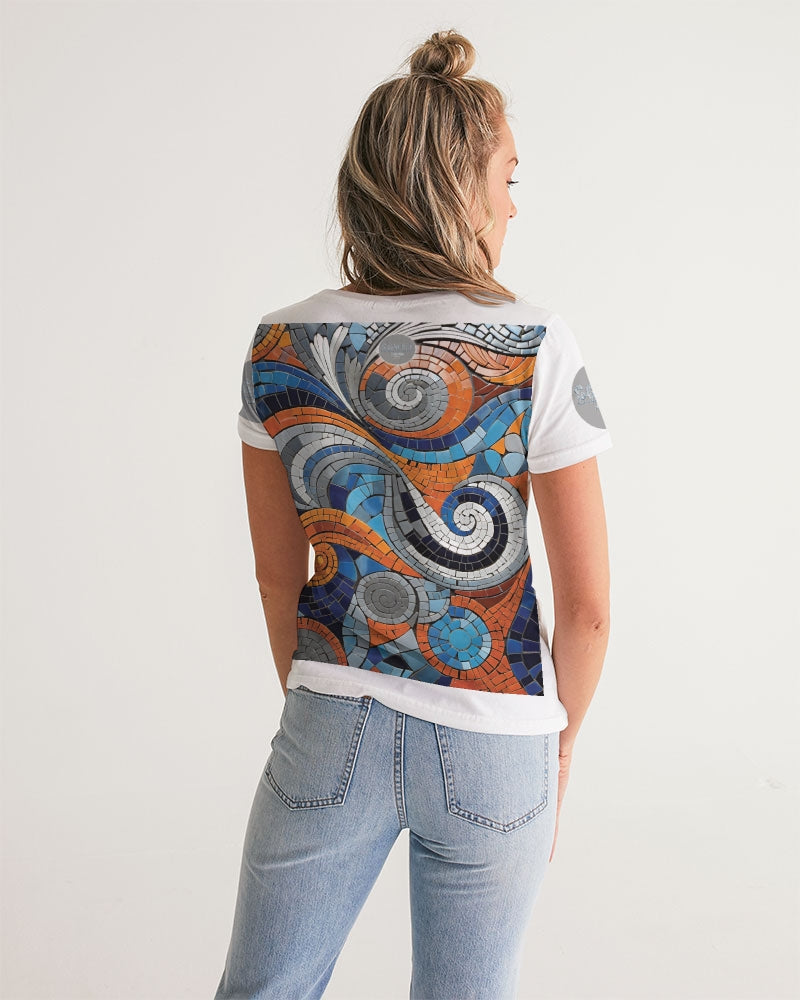 Beautiful Mosaic White Sister  Women's All-Over Print V-Neck Tee