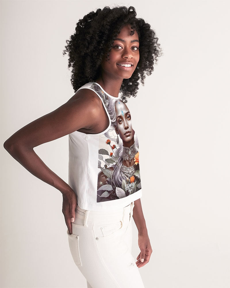 Blossom Indian Grey sister Women's All-Over Print Cropped Tank