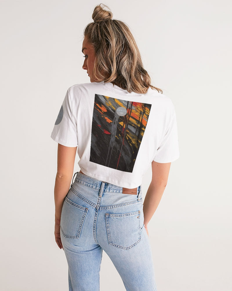 Beautiful white Sister [Part two collection] Women's All-Over Print Twist-Front Cropped Tee