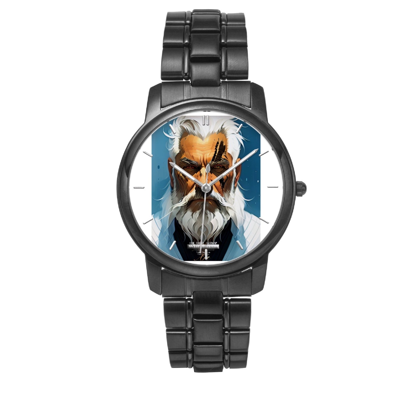 Silver bearded warrior. Folding Clasp Type Stainless Steel Quartz Watch (With Indicators)