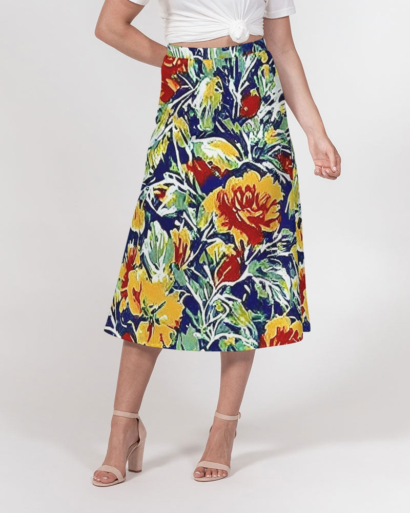 Painted floor design Women's All-Over Print A-Line Midi Skirt