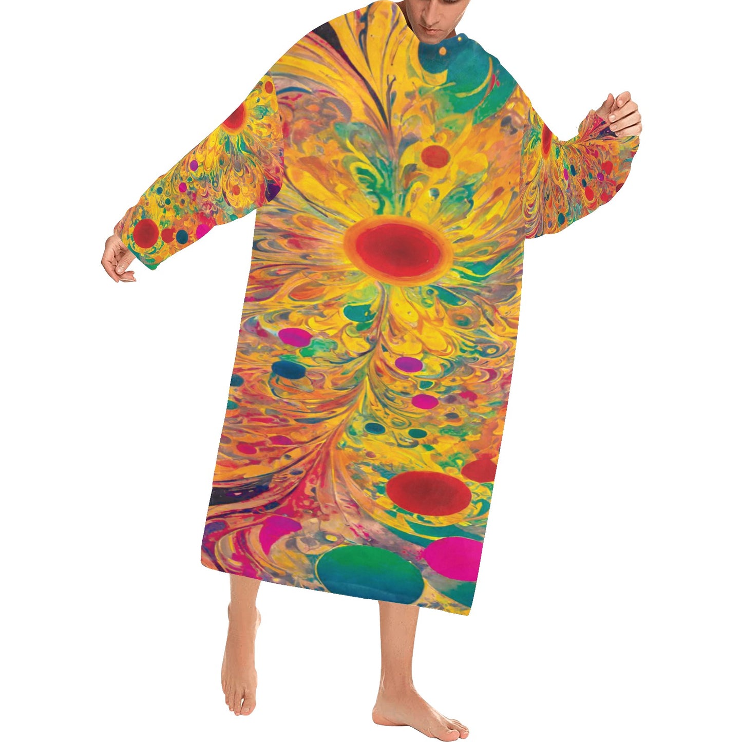 Blanket Robe with Sleeves for Adults