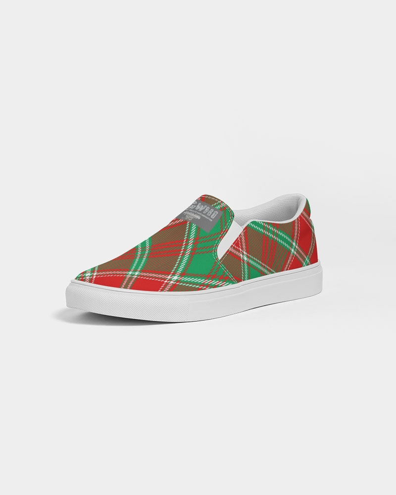 Red & Green cross pattern Men's Slip-On Canvas Shoe