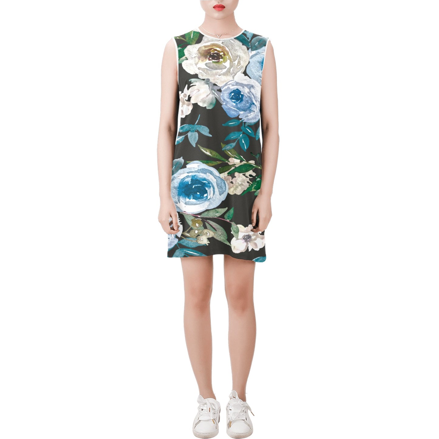 Sleeveless Round Neck Shift Dress (Model D51)